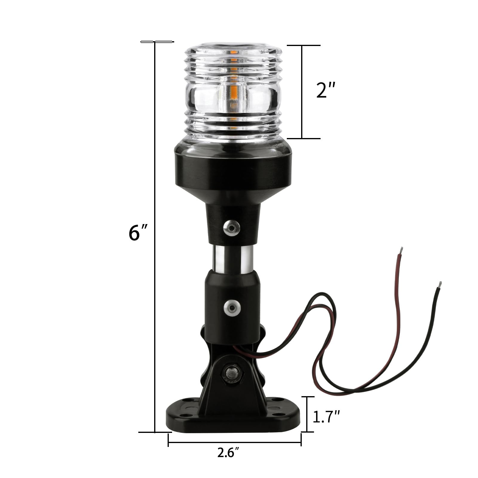 Marinexplore White LED Boat Anchor Light - 6 Stern Light for Bimini Top, 3 Nautical Mile Visibility, 12-24V All Round